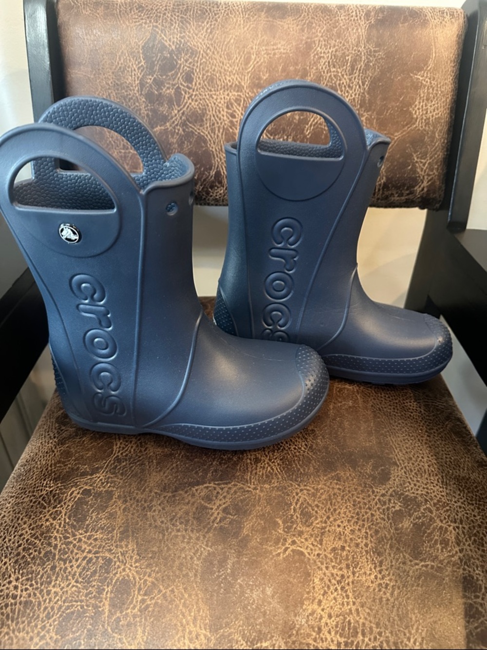 Crocs Handle It Rain Boots (Big Kid/Little Kid) J 2 Navy worn once